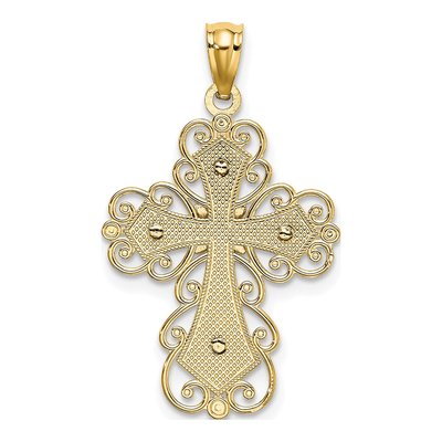 14K Two-Tone Gold Filigree Cross Pendant – view 4