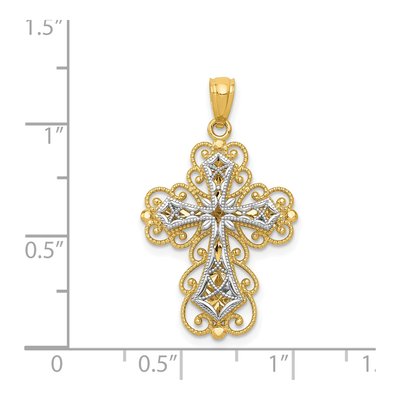 14K Two-Tone Gold Filigree Cross Pendant – view 5