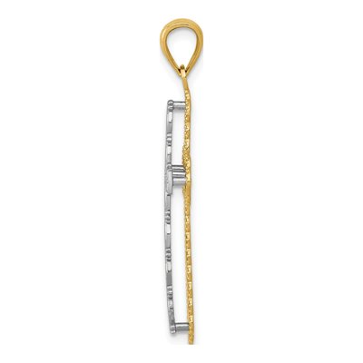 14K Two-Tone Gold Filigree Cross Pendant – view 3