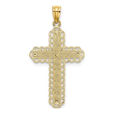 14K Two-Tone Gold Filigree Cross Pendant – view 4