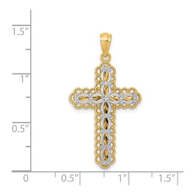 14K Two-Tone Gold Filigree Cross Pendant – view 5
