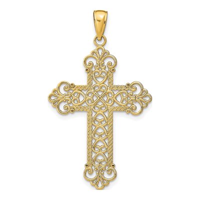 14K Yellow Gold Filigree Cross Pendant