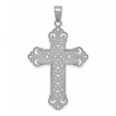 14K White Gold Filigree Cross Pendant – view 4