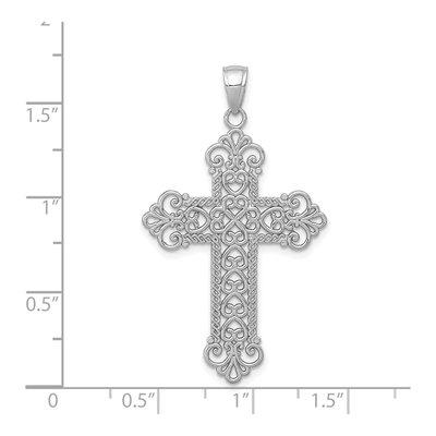 14K White Gold Filigree Cross Pendant – view 5