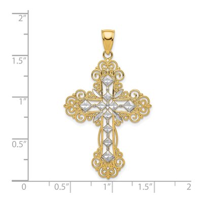 14K Yellow Gold Textured Cross Pendant – view 4