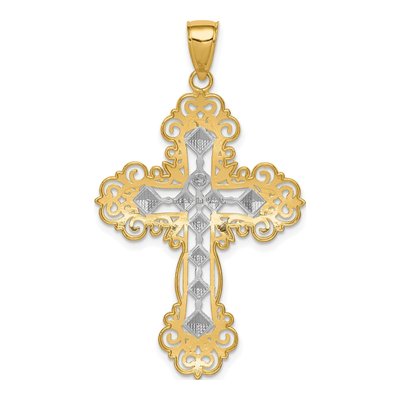 14K Yellow Gold Textured Cross Pendant – view 5