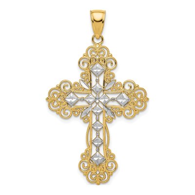 14K Yellow Gold Textured Cross Pendant