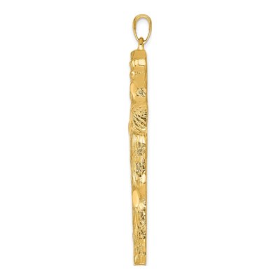 14K Yellow Gold Large Textured Tree Cross Pendant – view 3