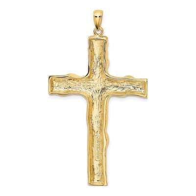 14K Yellow Gold Large Textured Tree Cross Pendant – view 4