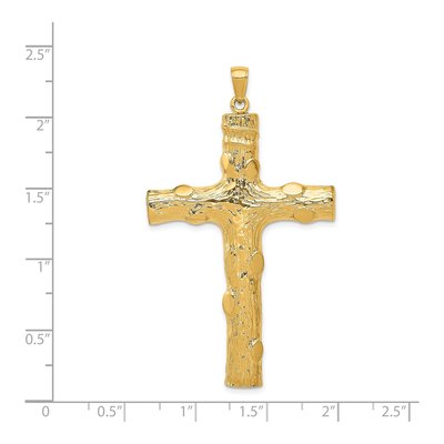 14K Yellow Gold Large Textured Tree Cross Pendant – view 5