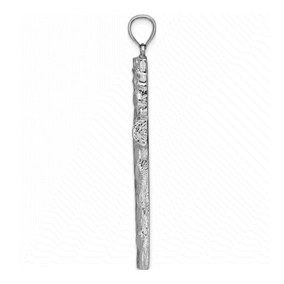 14K White Gold Large Tree Textured Cross Pendant – view 3