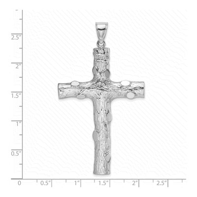 14K White Gold Large Tree Textured Cross Pendant – view 5