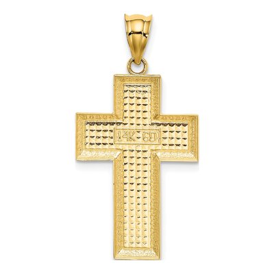 14K Yellow Gold Textured Cross Pendant – view 4