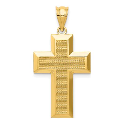 14K Yellow Gold Textured Cross Pendant