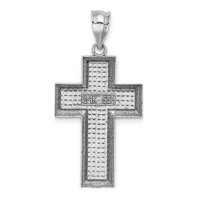 14K White Gold Textured Cross Pendant – view 4