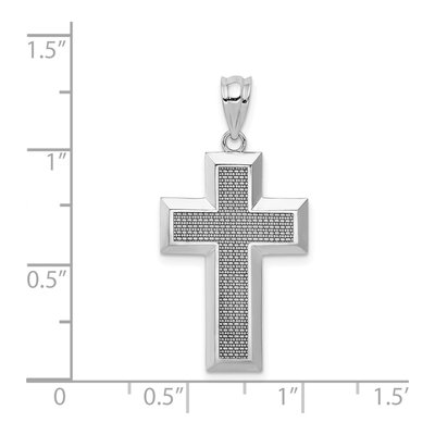14K White Gold Textured Cross Pendant – view 5