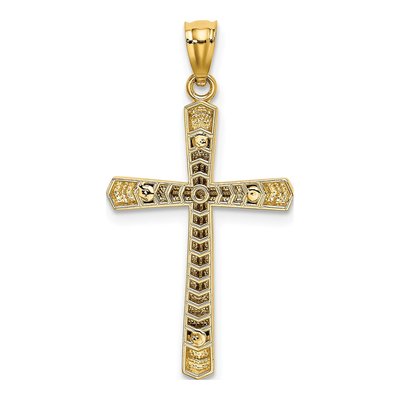 14K Two-Tone Gold Diamond-Cut Cross Pendant – view 4