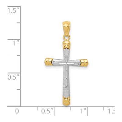 14K Two-Tone Gold Diamond-Cut Cross Pendant – view 5