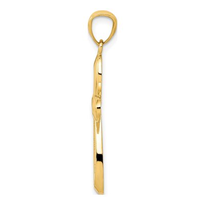 14K Yellow Gold Ribbon Cross Pendant – view 3