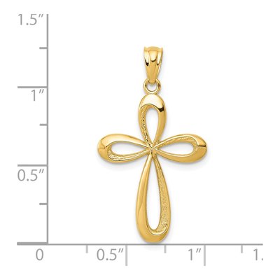 14K Yellow Gold Ribbon Cross Pendant – view 5