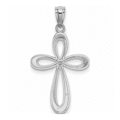 14K White Gold Ribbon Cross Pendant – view 4