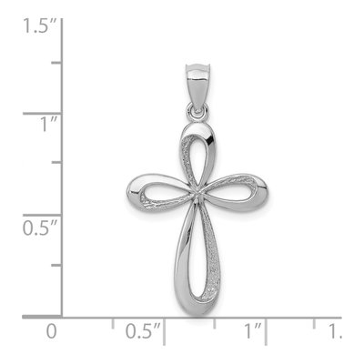 14K White Gold Ribbon Cross Pendant – view 5