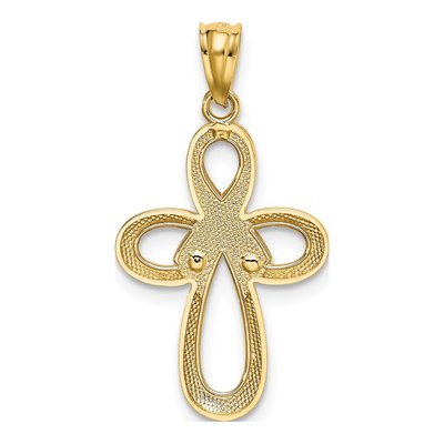 14K Two-Tone Gold Pink Ribbon Cross Pendant – view 4