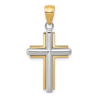 14K Two-Tone Gold Cross Pendant