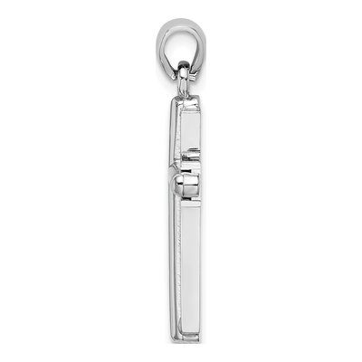 14K White Gold Beveled Stick Cross Pendant – view 3