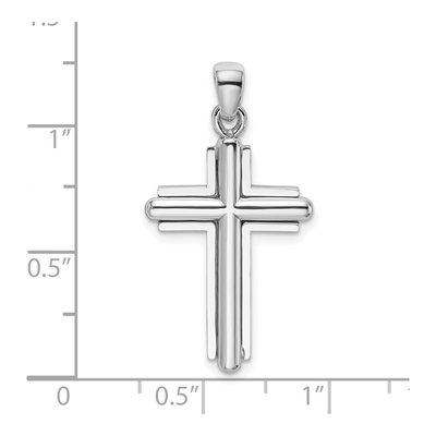 14K White Gold Beveled Stick Cross Pendant – view 4