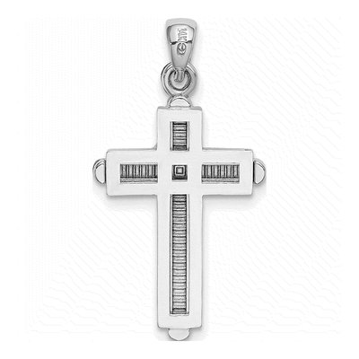 14K White Gold Beveled Stick Cross Pendant – view 5