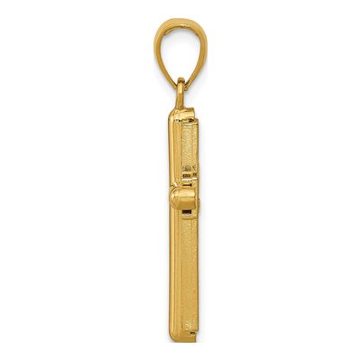 14K Yellow Gold Beveled Stick Cross Pendant – view 3