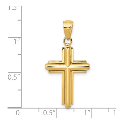 14K Yellow Gold Beveled Stick Cross Pendant – view 4