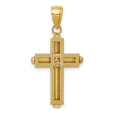 14K Yellow Gold Beveled Stick Cross Pendant – view 5