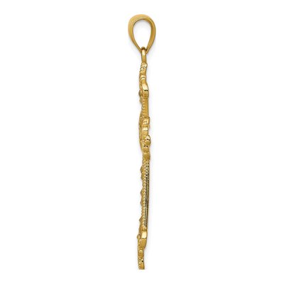14K Yellow Gold Diamond-Cut Cross Pendant – view 3