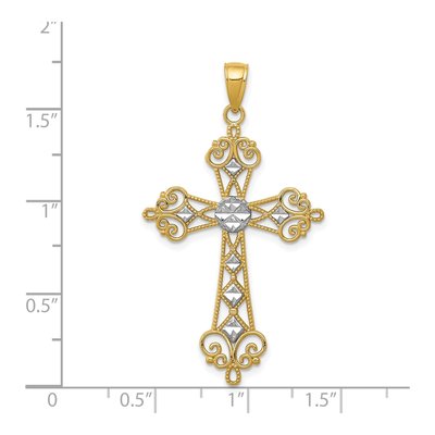 14K Yellow Gold Diamond-Cut Cross Pendant – view 4