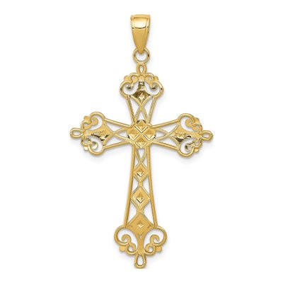 14K Yellow Gold Diamond-Cut Cross Pendant – view 5