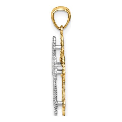 14K Two-Tone Gold Filigree Heart Cross Pendant – view 3