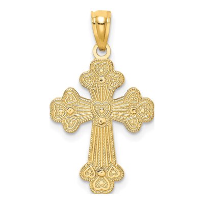 14K Two-Tone Gold Filigree Heart Cross Pendant – view 4