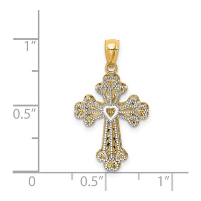 14K Two-Tone Gold Filigree Heart Cross Pendant – view 5
