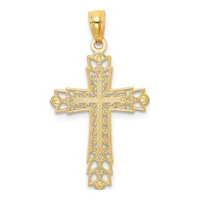 14K Yellow Gold Filigree Reversible Cross Pendant – view 4