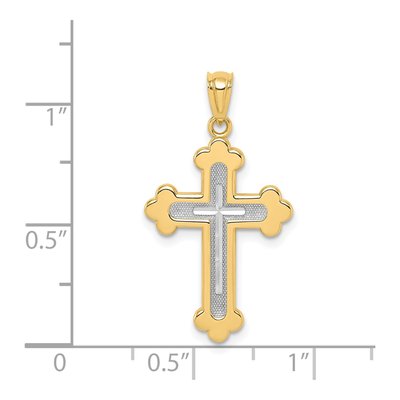 14K Two-Tone Gold Budded Cross Pendant – view 4