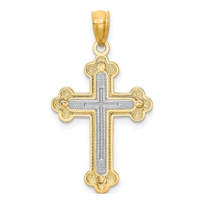 14K Two-Tone Gold Budded Cross Pendant – view 5