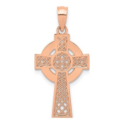 14K Rose Gold Celtic Cross Pendant