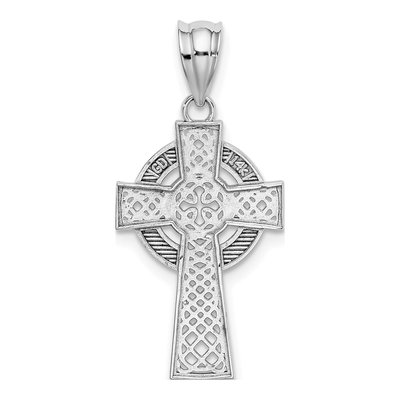 14K White Gold Celtic Cross Pendant – view 4