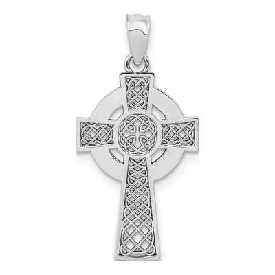 14K White Gold Celtic Cross Pendant