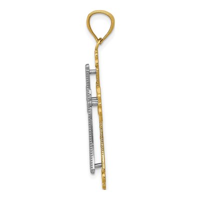14K Two-Tone Gold Fleur de Lis Cross Pendant – view 3