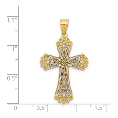 14K Two-Tone Gold Fleur de Lis Cross Pendant – view 4