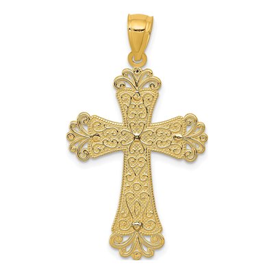 14K Two-Tone Gold Fleur de Lis Cross Pendant – view 5