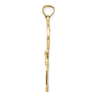 14K Yellow Gold St Benedict Cross Key Pendant – view 3